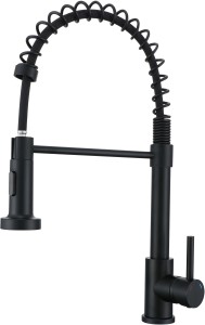 RUVETTI - SERINO FULL BLACK Bateria kuchenna, sprężyna, wyciągana wylewka, funkcja prysznic, 360°, jednouchwytowa