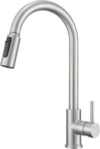 RUVETTI - CAMELLIA stalowa Bateria kuchenna, wyciągana wylewka, pod filtr wody 2w1, 360°, ceramiczna