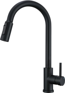 RUVETTI - CAMELLIA FULL BLACK Bateria kuchenna, wyciągana wylewka, pod filtr wody 2w1, 360°, ceramiczna