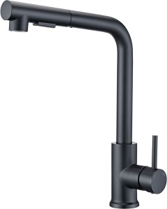 RUVETTI - REY FULL BLACK Bateria kuchenna , wyciągana wylewka, prysznic, 360°, jednouchwytowa, ceramiczna