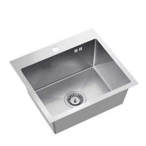 RUVETTI - LOOK 50 – zlewozmywak STAL 500×450 mm FM (wpuszczany / na równi z blatem), przelew klasyczny, syfon save space