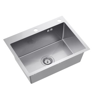 RUVETTI - LOOK 60 – zlewozmywak STAL 580×450mm FM (wpuszczany / na równi z blatem), przelew klasyczny, syfon save space