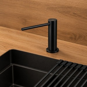 RUVETTI - Dozownik do płynu PAX 350 ml FULL BLACK montaż w blacie napełnianie od góry