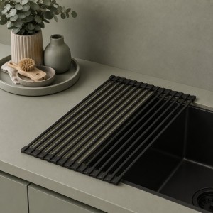 RUVETTI - Ociekarka Czarny zwijana do naczyń 460x318 mm 14 prętów mata na zlew