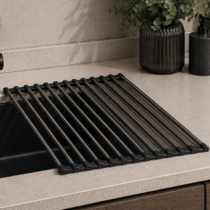 RUVETTI - Ociekarka PVD GRAFIT zwijana do naczyń 440x258 mm 13 prętów mata na zlew Ruvetti