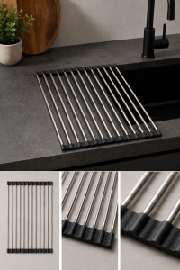 RUVETTI - Ociekarka Stalowa zwijana do naczyń 390x258mm 13 prętów mata na zlew Ruvetti