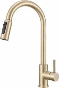 RUVETTI - CAMELLIA PVD SZAMPAN Bateria kuchenna, wyciągana wylewka, pod filtr wody 2w1, 360°, ceramiczna