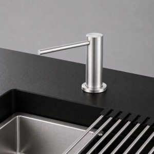 RUVETTI - Dozownik do płynu ARO PVD GRAFIT 300 ml stalowy montaż w blacie napełnianie od góry