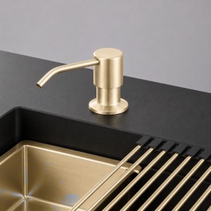 RUVETTI - Dozownik płynu IRYS PVD SZAMPAN 350 ml, montowany w blat, napełnianie od góry, nowoczesny design