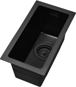 RUVETTI - STELIO MINI 220x440 NEW PVD BLACK Zlewozmywak podwieszany + syfon save space, ukryty przelew HQ