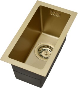 RUVETTI - STELIO MINI 220x440 NEW PVD SZAMPAN Zlewozmywak podwieszany + syfon save space, ukryty przelew HQ