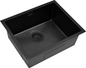 RUVETTI - STELIO 60 – PVD BLACK NEW zlewozmywak podwieszany 540×440 mm stal nierdzewna HQ, ukryty przelew, syfon save space
