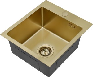 RUVETTI - MASIVO 40 NEW PVD SZAMPAN Zlewozmywak wpuszczany / FM 400x500 mm ukryty przelew syfon manualny Save Space
