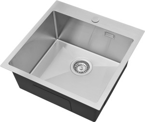 RUVETTI - MASIVO 50 NEW Stal Szczotkowana Zlewozmywak wpuszczany / FM 500x500 mm ukryty przelew syfon manualny Save Space