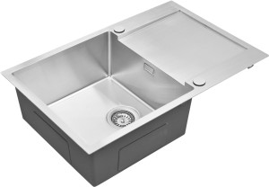 RUVETTI - MASIVO 160 NEW P/L Stal Szczotkowana Zlewozmywak wpuszczany / FM 780x500 mm ukryty przelew syfon manualny Save Space
