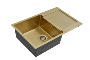 RUVETTI - MASIVO 160 NEW P/L PVD SZAMPAN Zlewozmywak wpuszczany / FM 780x500 mm ukryty przelew syfon manualny Save Space