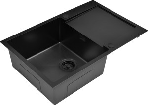 RUVETTI - MASIVO 160 NEW P/L PVD BLACK Zlewozmywak wpuszczany / FM 780x500 mm ukryty przelew syfon manualny Save Space