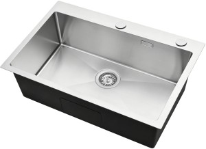 RUVETTI - MASIVO 80 NEW Stal Szczotkowana Zlewozmywak wpuszczany / FM 760x500 mm ukryty przelew syfon manualny Save Space