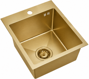 RUVETTI - LOOK 40 NEW – zlewozmywak PVD SZAMPAN 400×450 mm FM (wpuszczany / na równi z blatem), klasyczny przelew, syfon save space