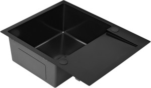 RUVETTI - LOOK 120 NEW P/L PVD BLACK– zlewozmywak STAL 600×480 mm FM (wpuszczany/na równi z blatem), klasyczny przelew, syfon save space