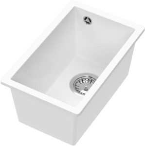 RUVETTI - Zlew granitowy LILO 35 Biały 28x45 cm Syfon save space GRATIS