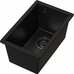 RUVETTI - Zlew granitowy LILO 35 Full black 28x45 cm Syfon save space GRATIS