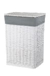 CORSAN - Kosz wiklinowy na pranie BIAŁY z szarą wyściółką 47x35x66 cm 715XXL