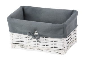 CORSAN - Kosz wiklinowy BIAŁY z szarą wyściółką 30x20x15 cm 715S