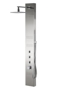 Corsan - Panel prysznicowy NEO z termostatem, stal szczotkowana - Darmowa dostawa