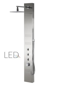Corsan - Panel prysznicowy NEO LED z termostatem, stal szczotkowana - Darmowa dostawa