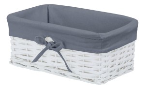 CORSAN - Kosz wiklinowy BIAŁY z szarą wyściółką 27x17x11 cm 520E