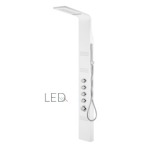 Corsan - Panel prysznicowy LED kaskada z termostatem, kolor biały - Darmowa dostawa