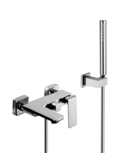 CORSAN - Bateria TRINO wannowa ścienna z punktowym zestawem natryskowym chrom - DARMOWA DOSTAWA