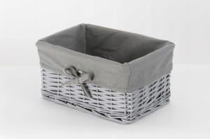 CORSAN - Kosz wiklinowy SZARY z szarą wyściółką 27x17x11 cm 520E