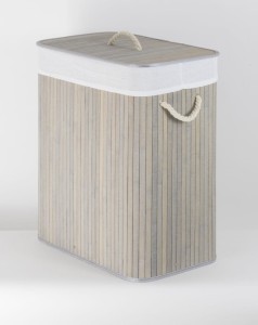 CORSAN - Kosz bambusowy na pranie SZARY z wyściółką ECRU 52x32x63 cm 532