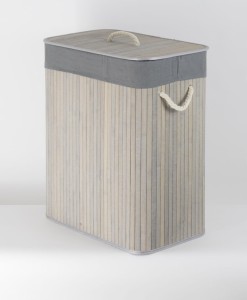 CORSAN - Kosz bambusowy na pranie SZARY z szarą wyściółką 52x32x63 cm 532