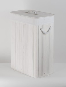 CORSAN - Kosz bambusowy na pranie BIAŁY z wyściółką ECRU 46x30x61 cm J702