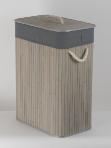 CORSAN - Kosz bambusowy na pranie SZARY z szarą wyściółką 46x30x61 cm J702