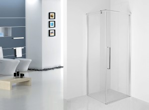 Kabina kwadratowa bezprofilowa FRESH LINE 1-skrzydłowa 80x80x195 chrom szkło transparentne z relingiem Prawa z powłoką CleanGLASS - Darmowa dostawa