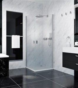 Kabina kwadratowa bezprofilowa CLUSI ATENA 2-skrzydłowa 90x90x200 chrom szkło transparentne z powłoką CleanGLASS - Darmowa dostawa