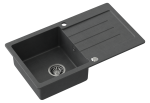 Quadron POP Zlewozmywak granitowy jednokomorowy 77*44*18,5 cm z ociekaczem JOHNNY 111 GRANITEQ  black dotted ze stalowym odpływem