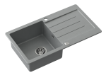 Quadron POP Zlewozmywak granitowy jednokomorowy 77*44*18,5 cm z ociekaczem JOHNNY 111 GRANITEQ silver stone ze stalowym odpływem