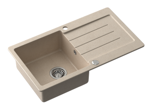 Quadron POP Zlewozmywak granitowy jednokomorowy 77*44*18,5 cm z ociekaczem JOHNNY 111 GRANITEQ river sand / piaskowy ze stalowym odpływem