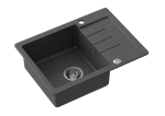 Quadron POP Zlewozmywak granitowy jednokomorowy 60*44*18,5 cm z ociekaczem JOHNNY 116 GRANITEQ  black dotted ze stalowym odpływem