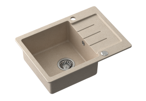 Quadron POP Zlewozmywak granitowy jednokomorowy 60*44*18,5 cm z ociekaczem JOHNNY 116 river sand / piaskowy ze stalowym odpływem