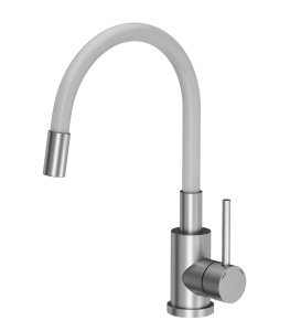 Quadron POP Bateria zlewozmywakowa stalowa MAGGIE z elastyczną białą wylewką