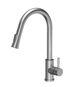 Quadron POP Bateria zlewozmywakowa stalowa JULIA z wyciąganą wylewką kolor stal szczotkowana