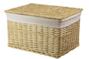 CORSAN - Kosz wiklinowy zamykany NATURA z wyściółką ECRU 45x28x27 cm 520C
