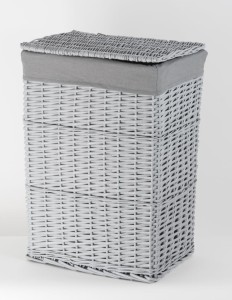 CORSAN - Kosz wiklinowy na pranie SZARY z szarą wyściółką 47x35x66 cm 715XXL