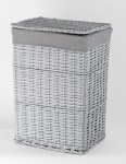 CORSAN - Kosz wiklinowy na pranie SZARY z szarą wyściółką 40x28x60 cm 715L